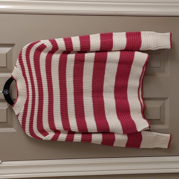 NWT CREAM MUKA FUCHSIA & IVORY STRIPE KNITTED PULLOVER SIZE SMALL - Picture 6 of 12